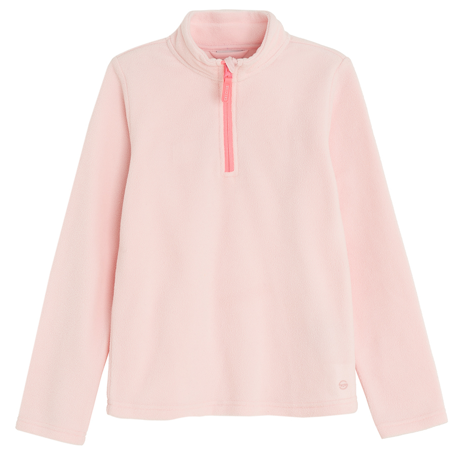 Pink blouse with half zipper