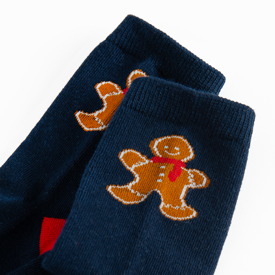 Blue socks with Xmas print- 3 pack