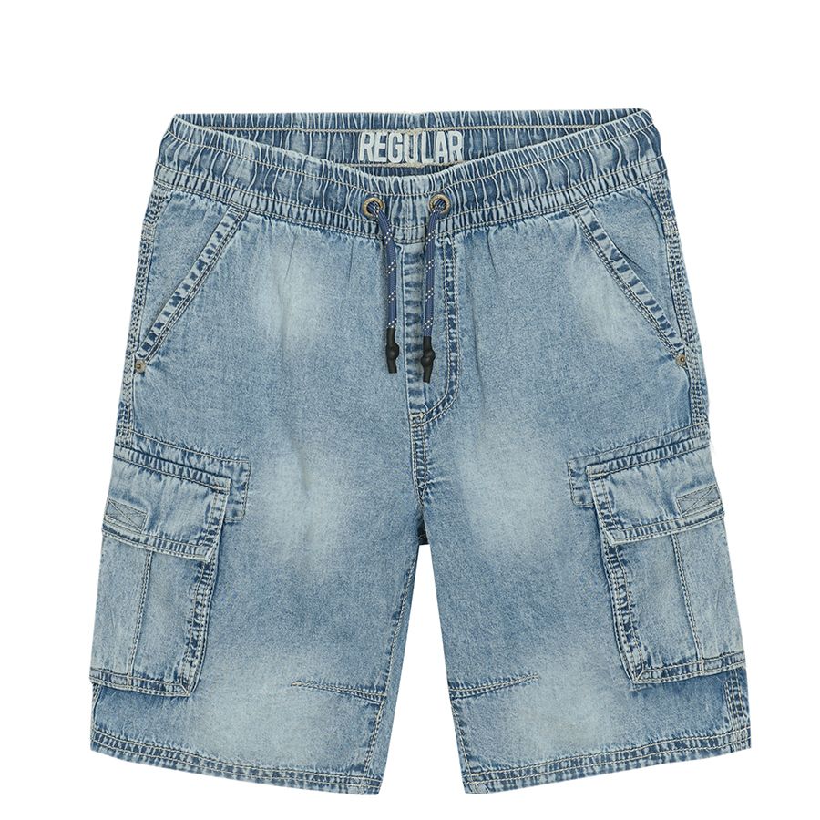 Denim shorts with adjustable waist