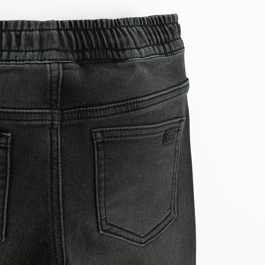 Washed black denim trousers