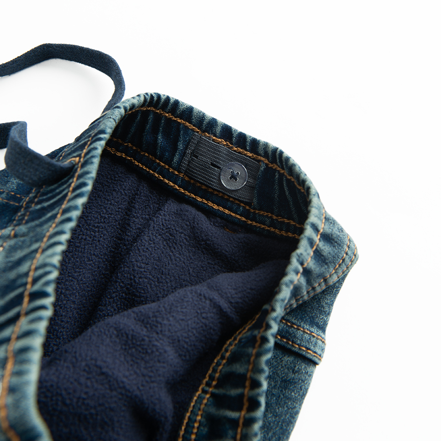 Blue denim pants with elastic waist