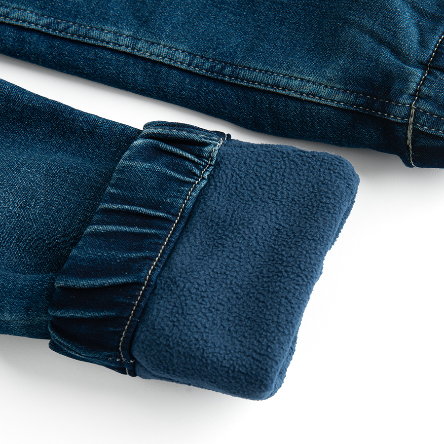 Blue denim pants with elastic waist