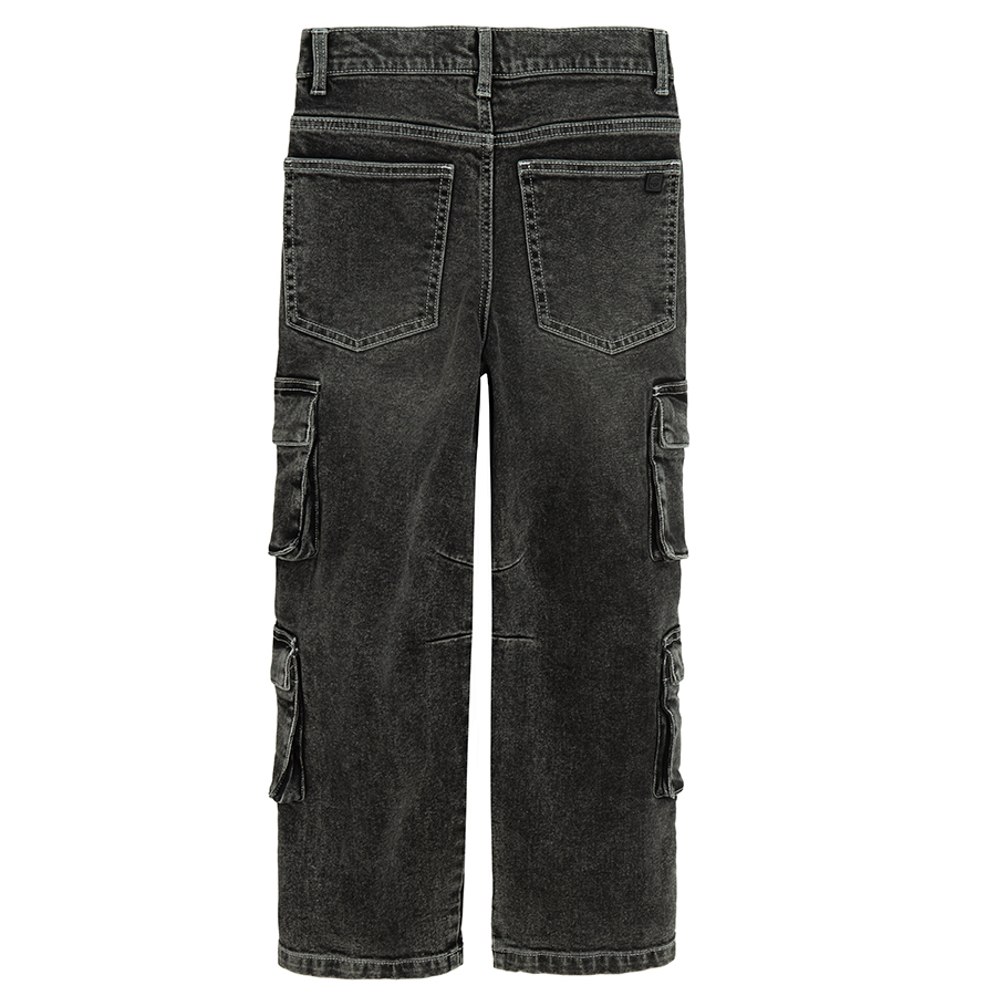 Washed black denim trousers