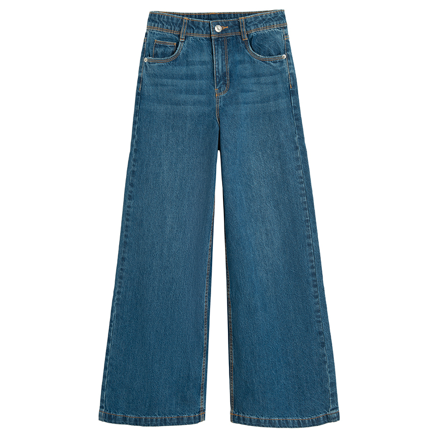 Blue denim wide leg pants