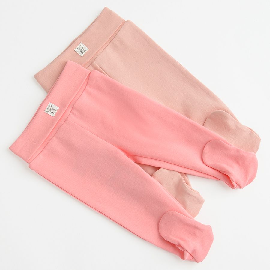 Pink and dusty pink footed leggings- 2 pack