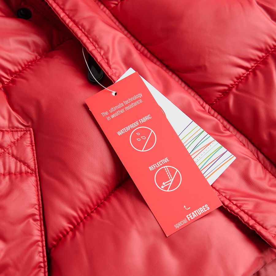 Red hooded zip through jacket