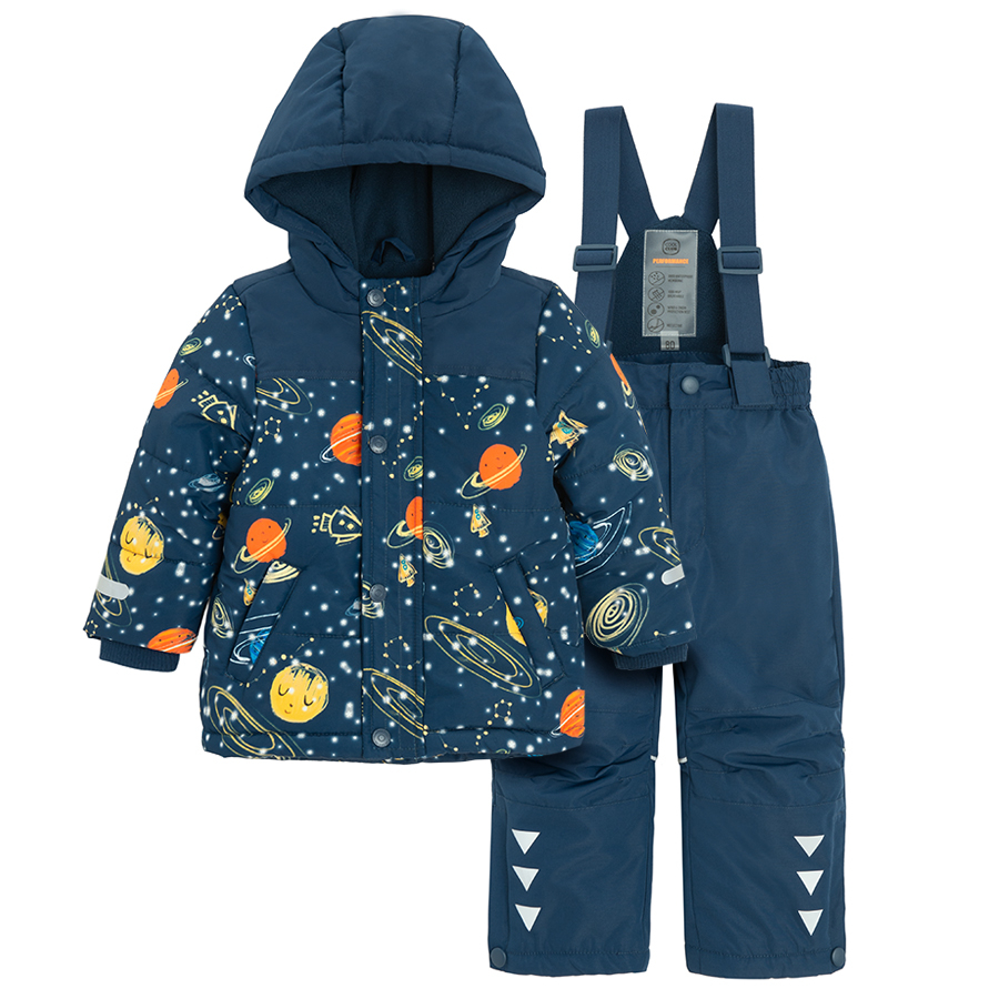 Ski jacket with planets print and ski pants- 2 pieces