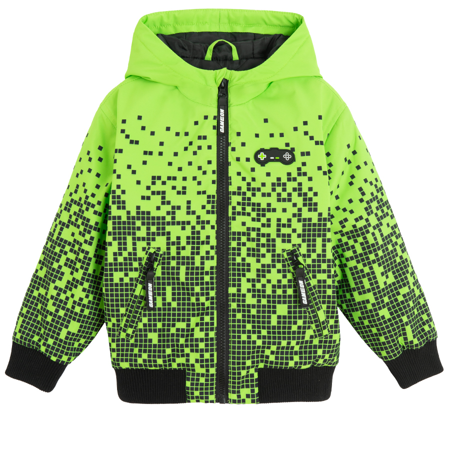 Neon pixelated hooded jacket