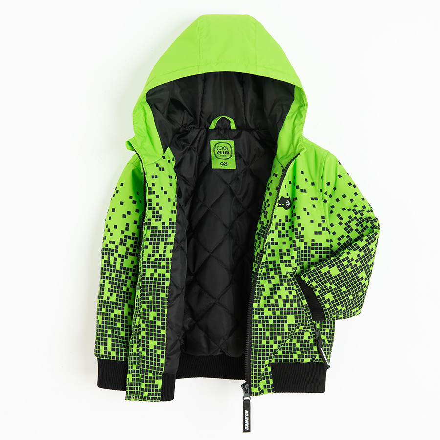 Neon pixelated hooded jacket