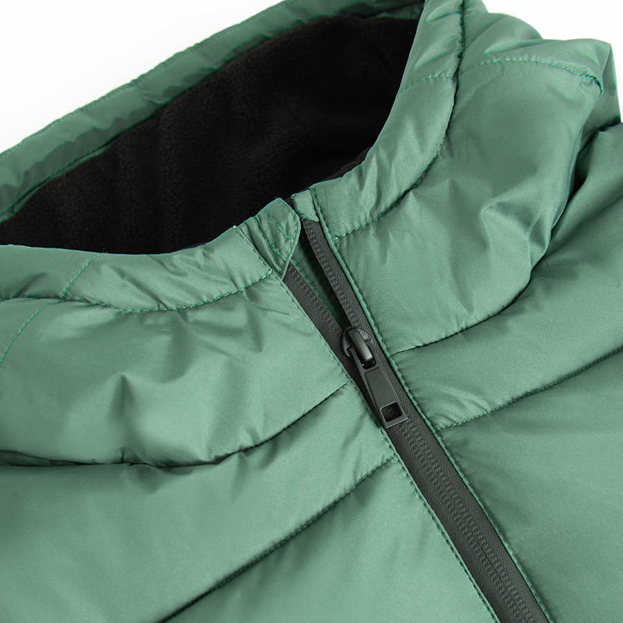 Green long winter zip through jacket