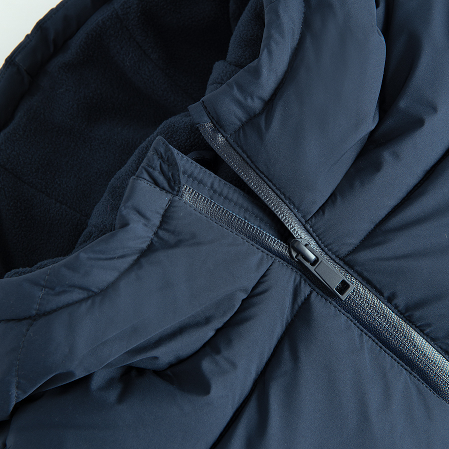 Blue zip through winter jacket