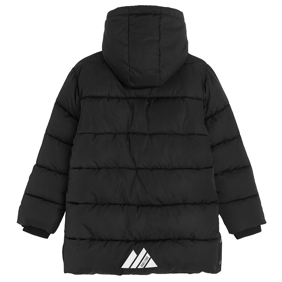 Black hooded winter coat