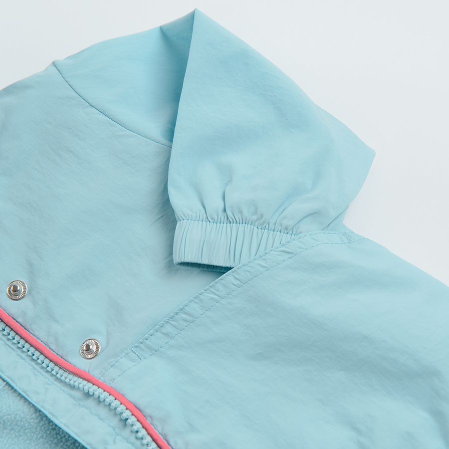 Light blue hooded light jacket