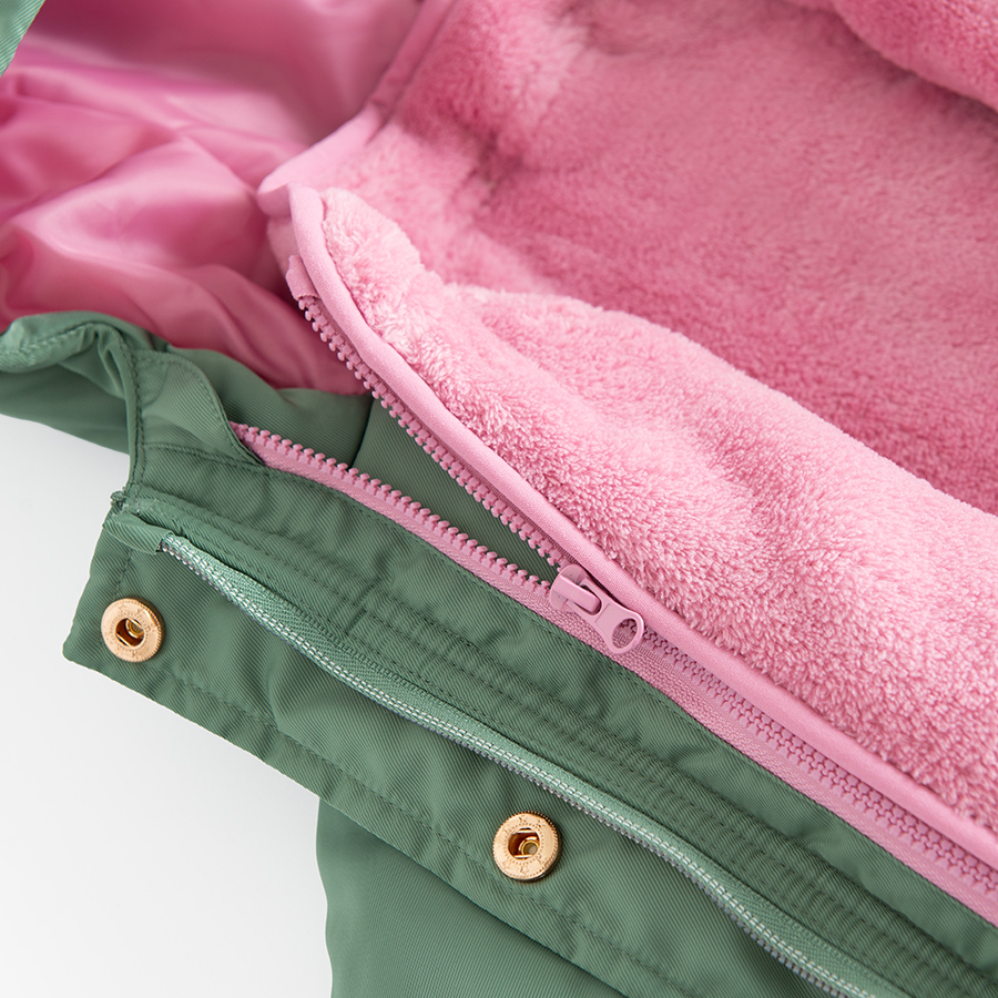 Khaki hooded jacket and pink zio through jacket set - 2 pieces