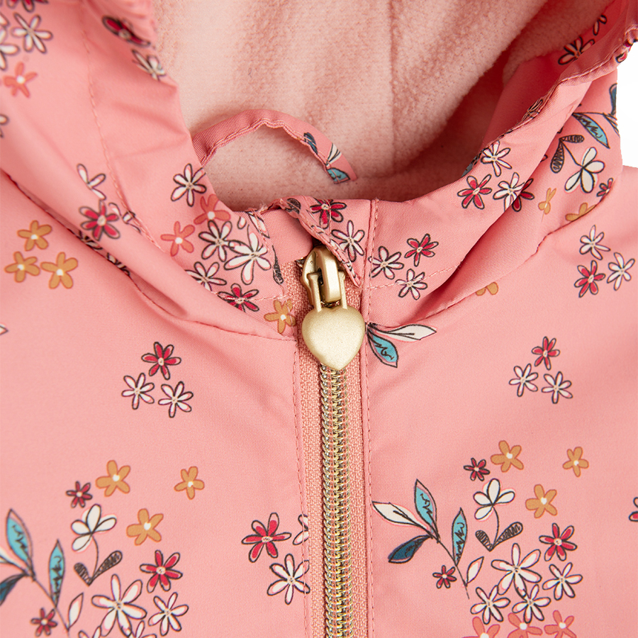 Floral light zip through hooded jacket