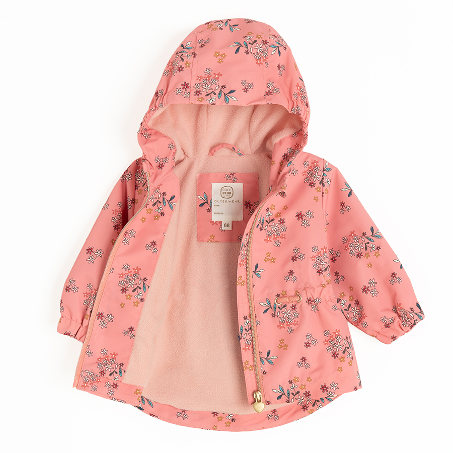 Floral light zip through hooded jacket