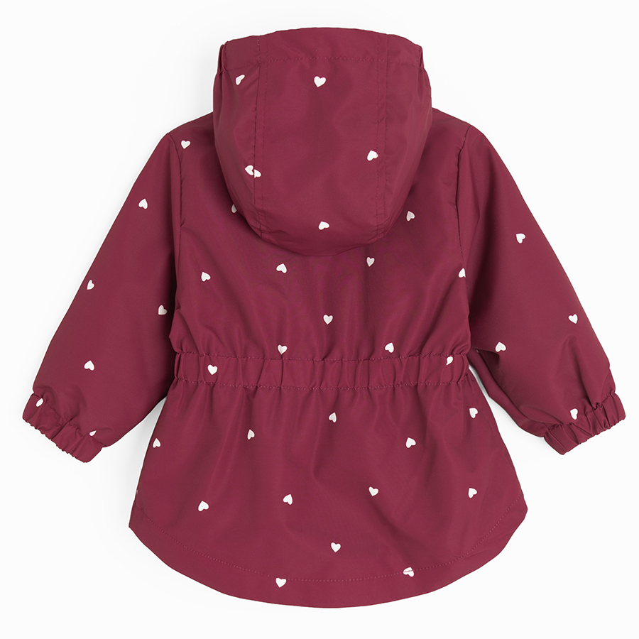 Burgundy hooded zip through light jacket