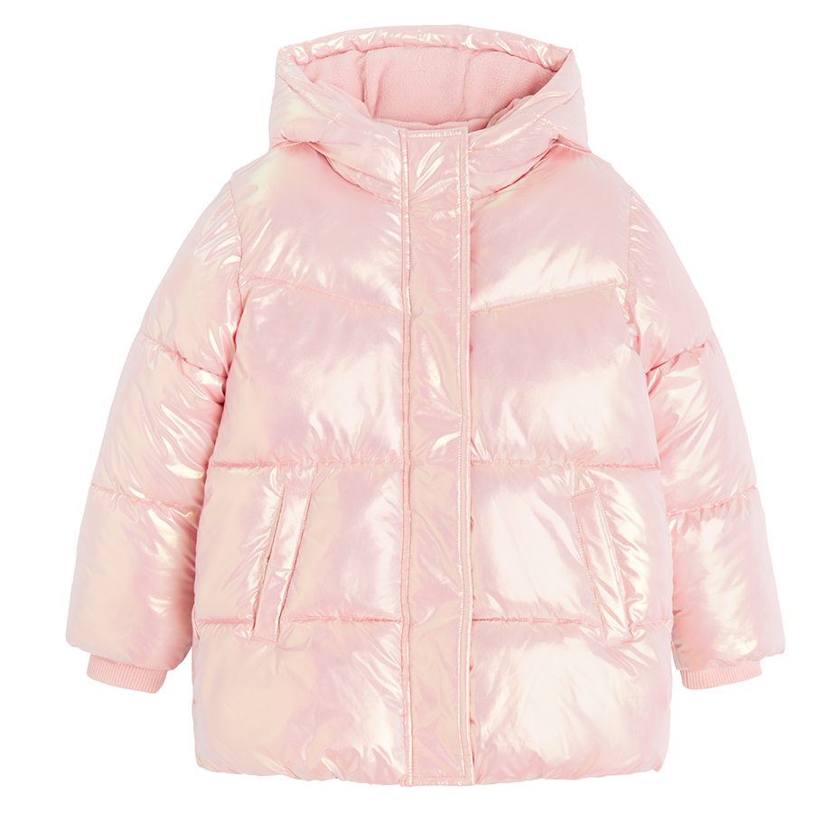 Dusty pink tie dye zip through hooded jacket