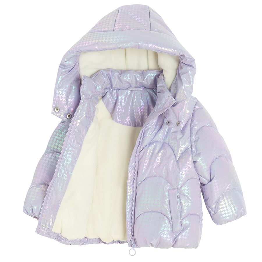 Violet zip through hooded winter jacket