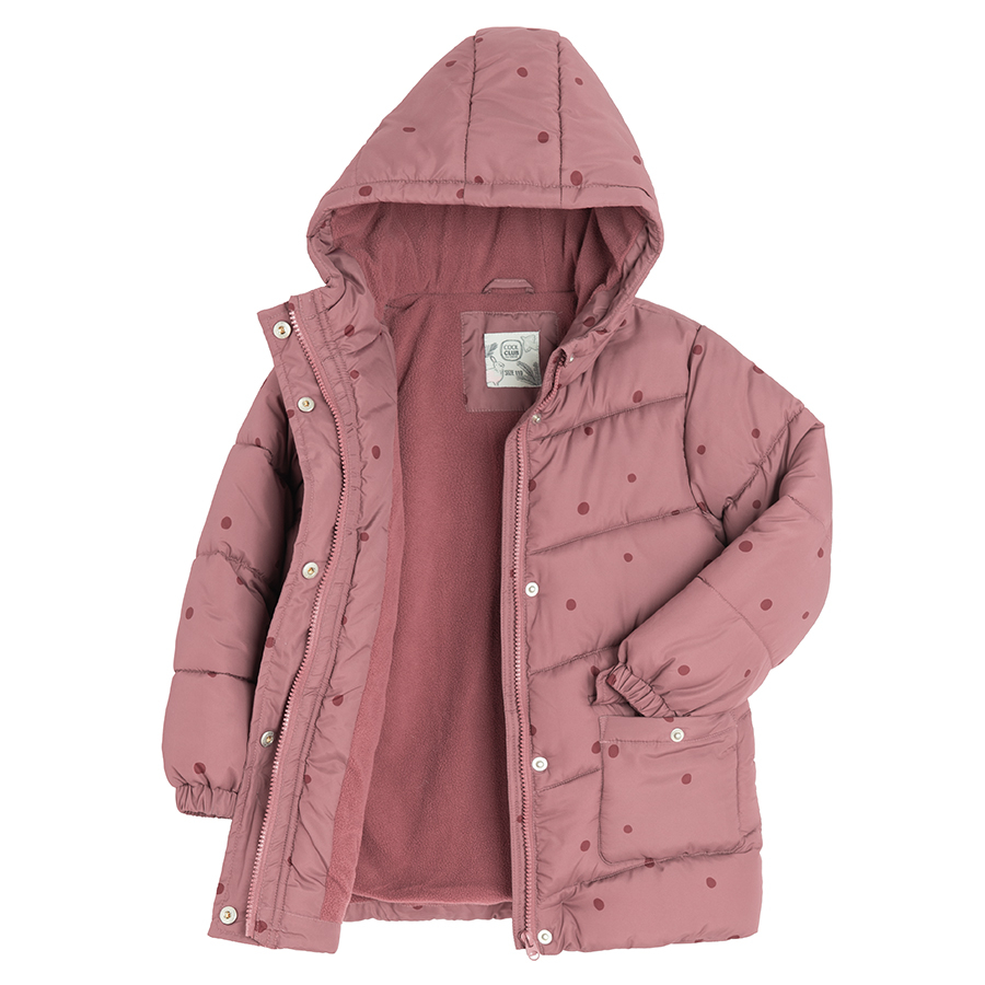 Burgundy hooded winter jacket