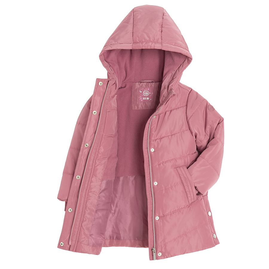 Deep pink hooded winter coat