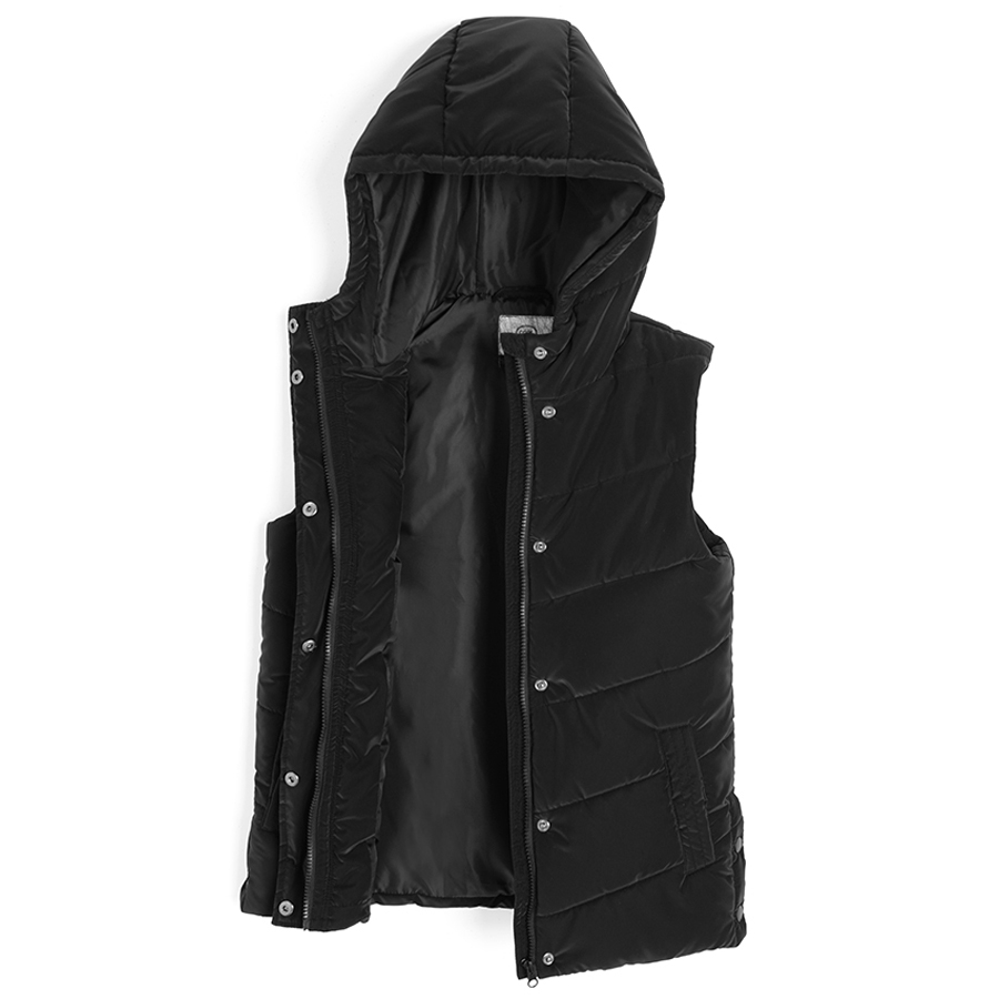 Black hooded zip through vest