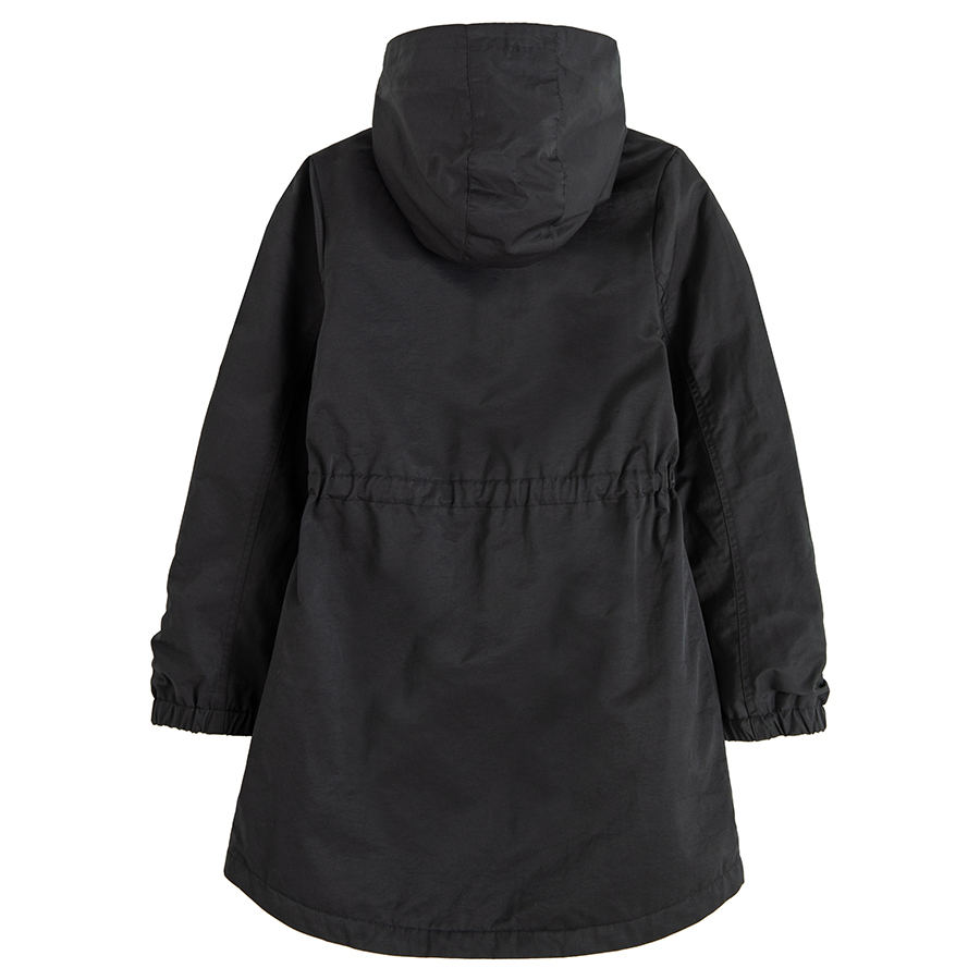 Black hooded light jacket