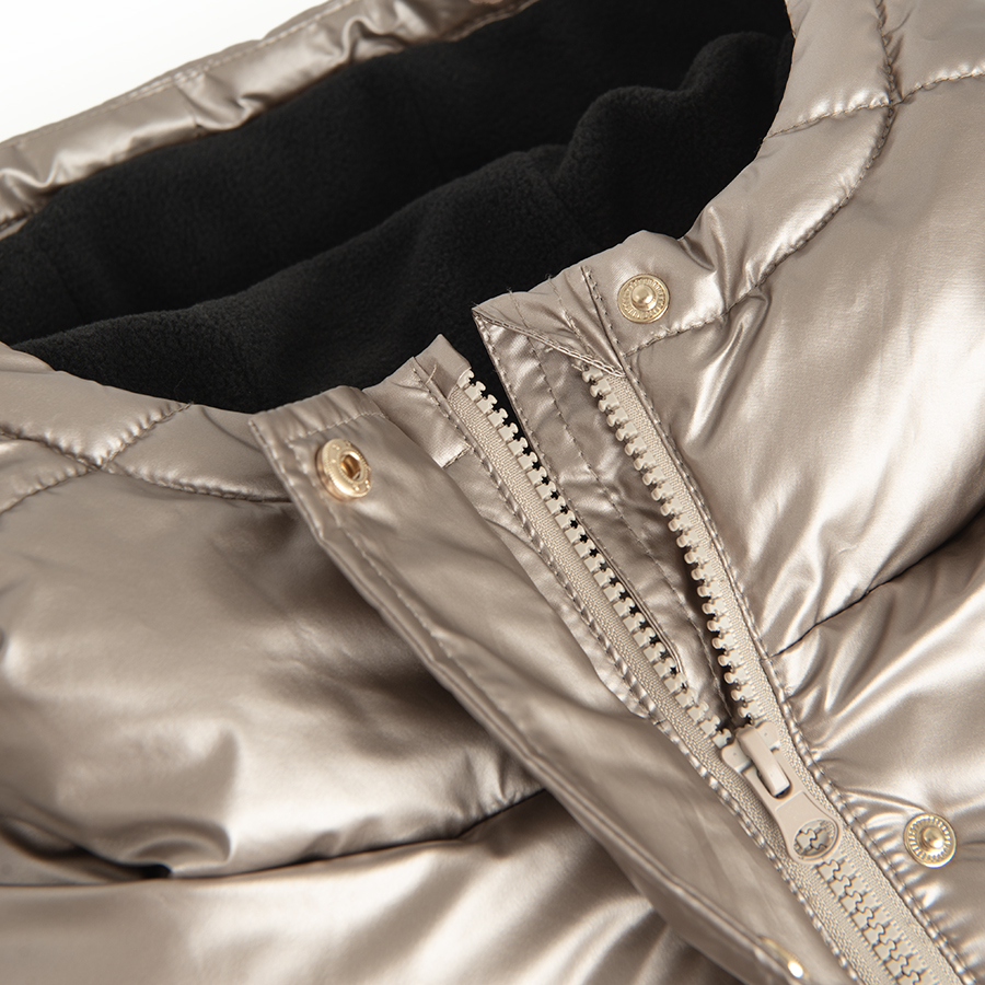 Brown zip through hooded winter jacket