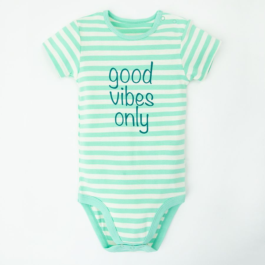 White light blue and stripes short sleeve bodysuits- 3 pack