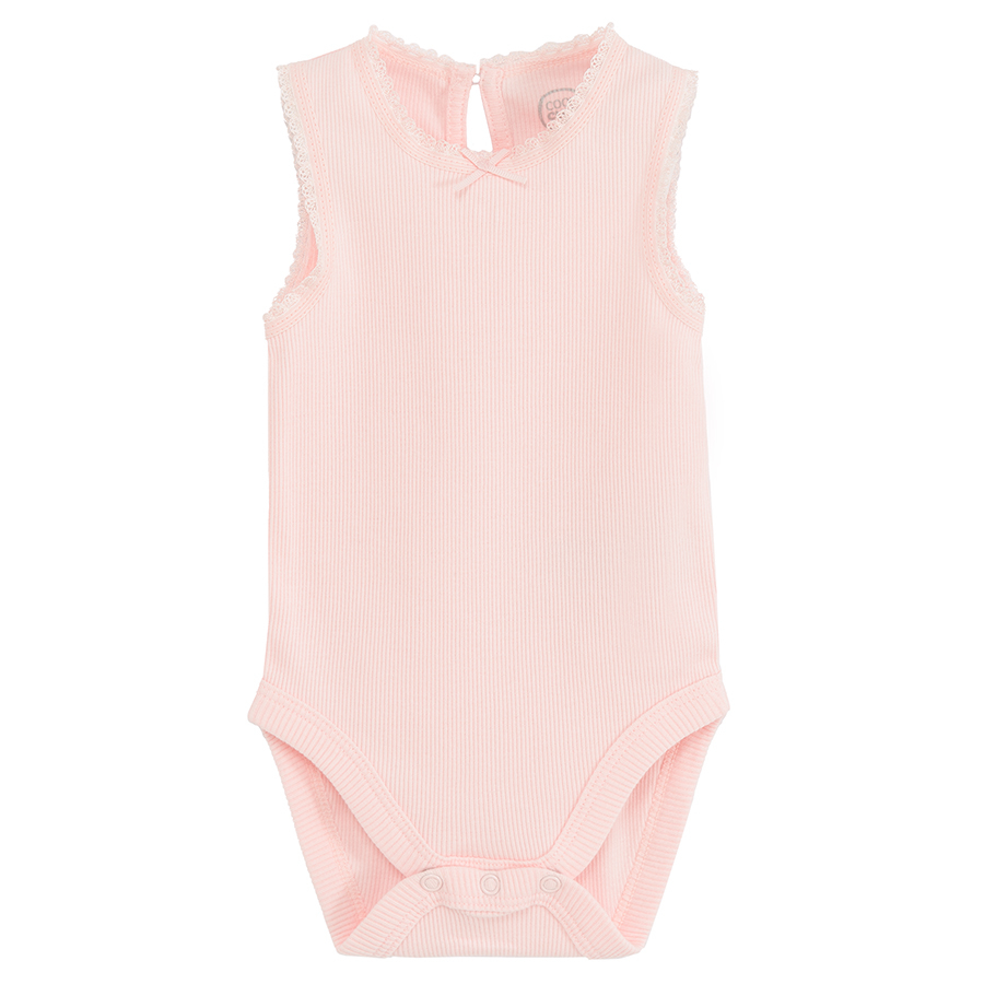 White and pink sleeveless bodysuits - 2 pack