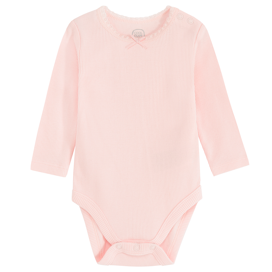 White and pink long sleeve bodysuits- 2 pack