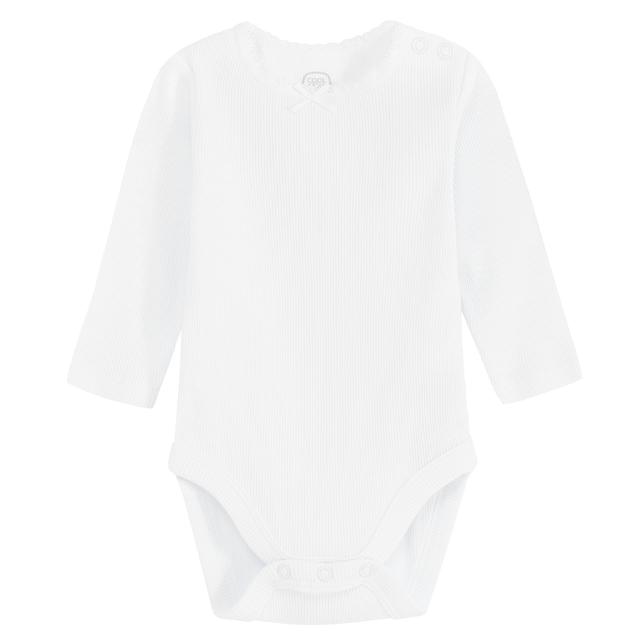 White and pink long sleeve bodysuits- 2 pack