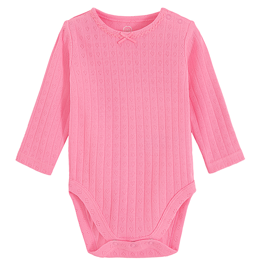 Light pink, white and pink long sleeve bodysuits- 3 pack