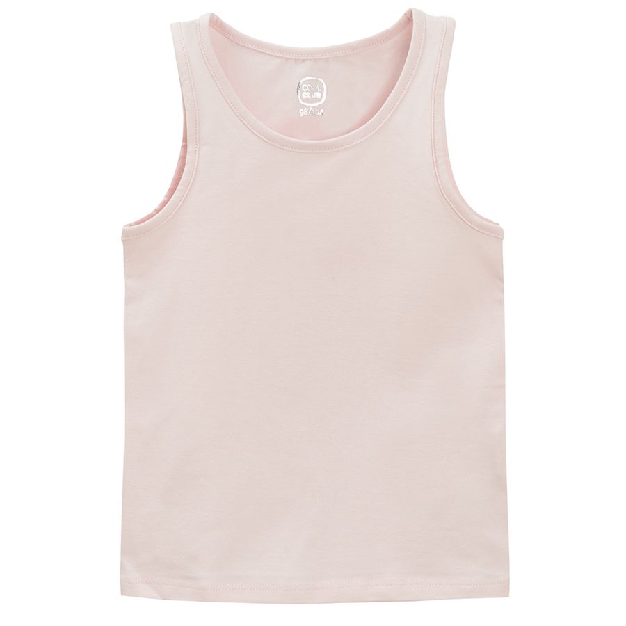 White and pink sleeveless underwear vest- 3 pack