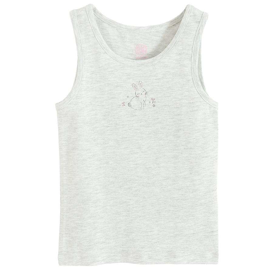 Grey and pink sleeveless bodies with bunnies and flowers print- 3 pack