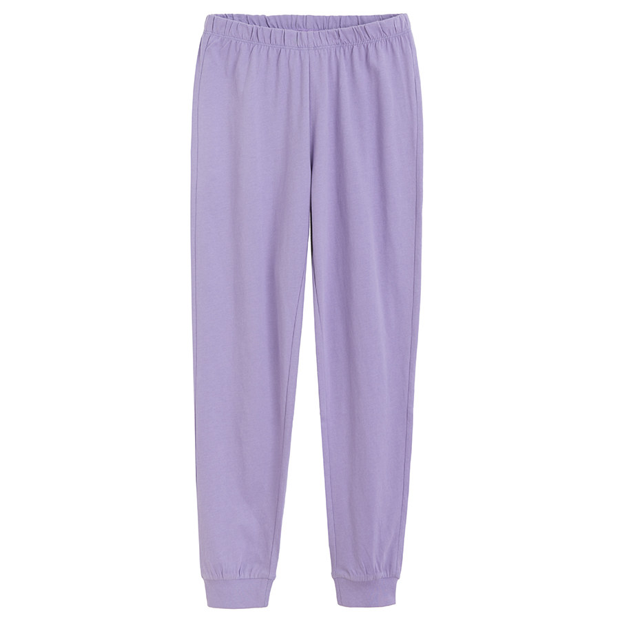 White long sleeve and purple pants pyjamas- 2 pieces