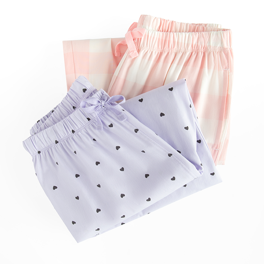 Checked and polka dot pyjamas pants- 2 pack