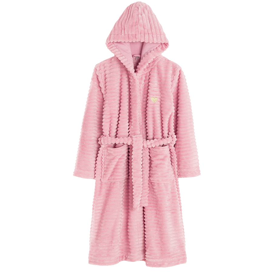 Dusty pink hooded hooded robe