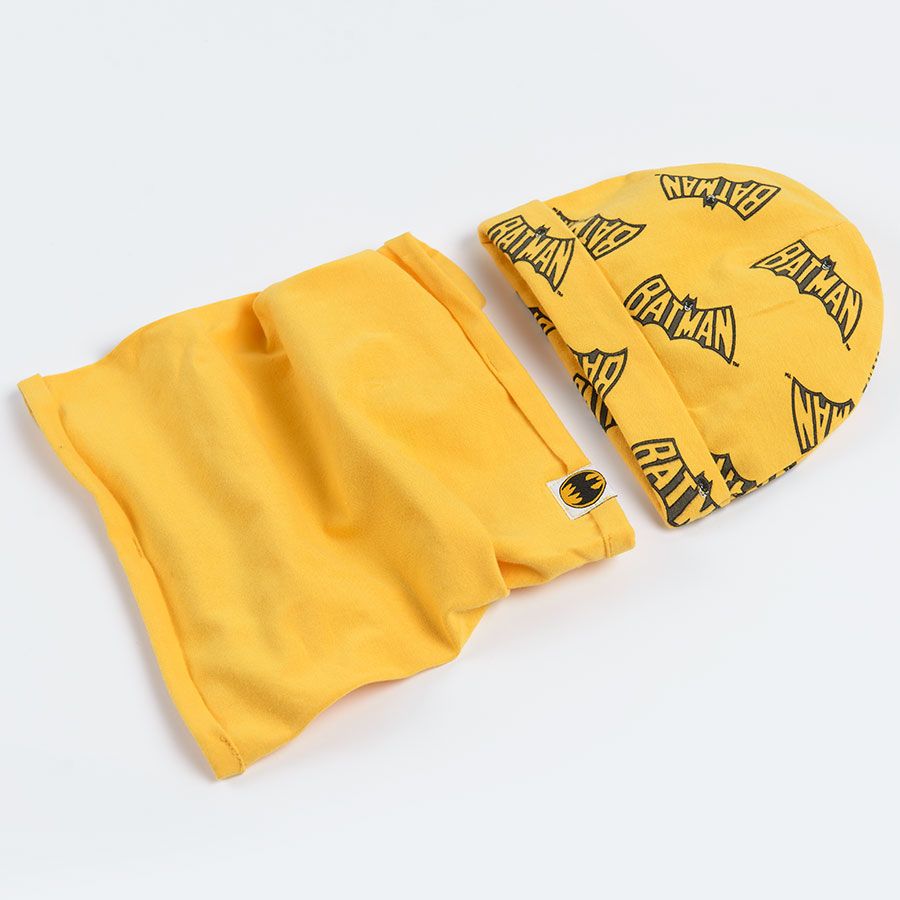 Batman yellow cap and neck warmer set