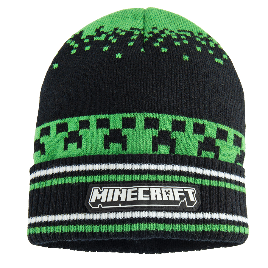 Minecraft black and green beanie