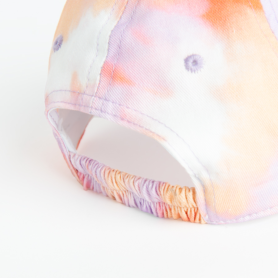 Hat pink and purple tie dye with SMILEY print