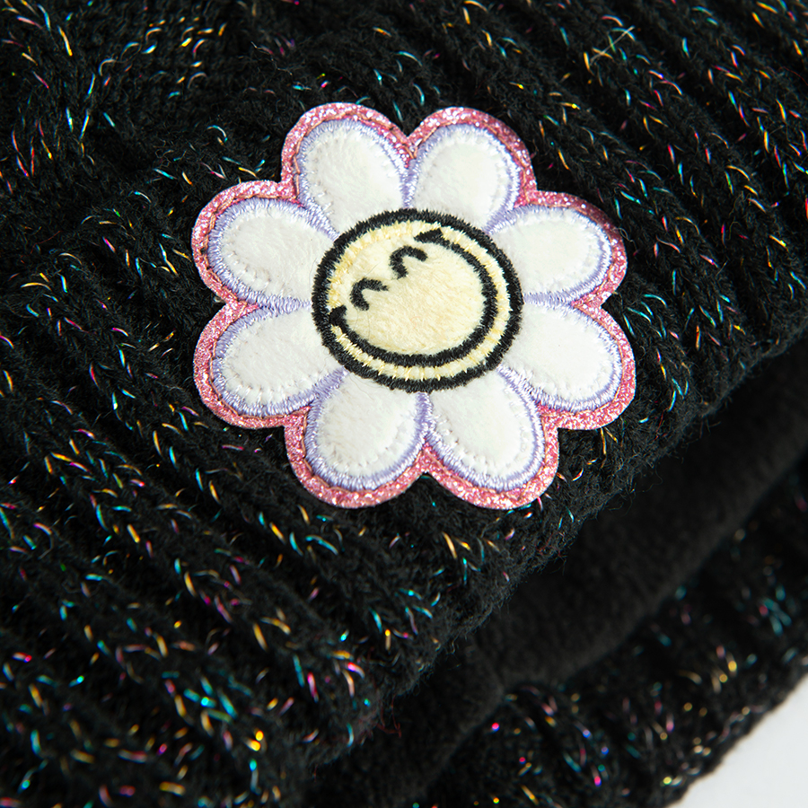 Smiley black winter beanie