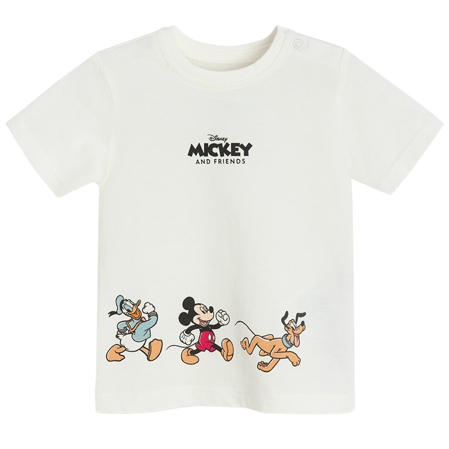 Mickey Mouse blue, white and crea T-shirts- 3 pack