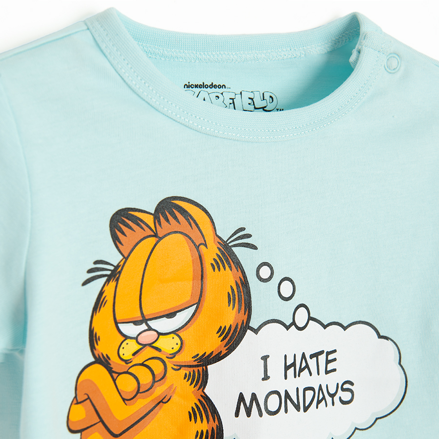 Garfield light blue T shirt with I HATE MONDAY blurb Coolclub