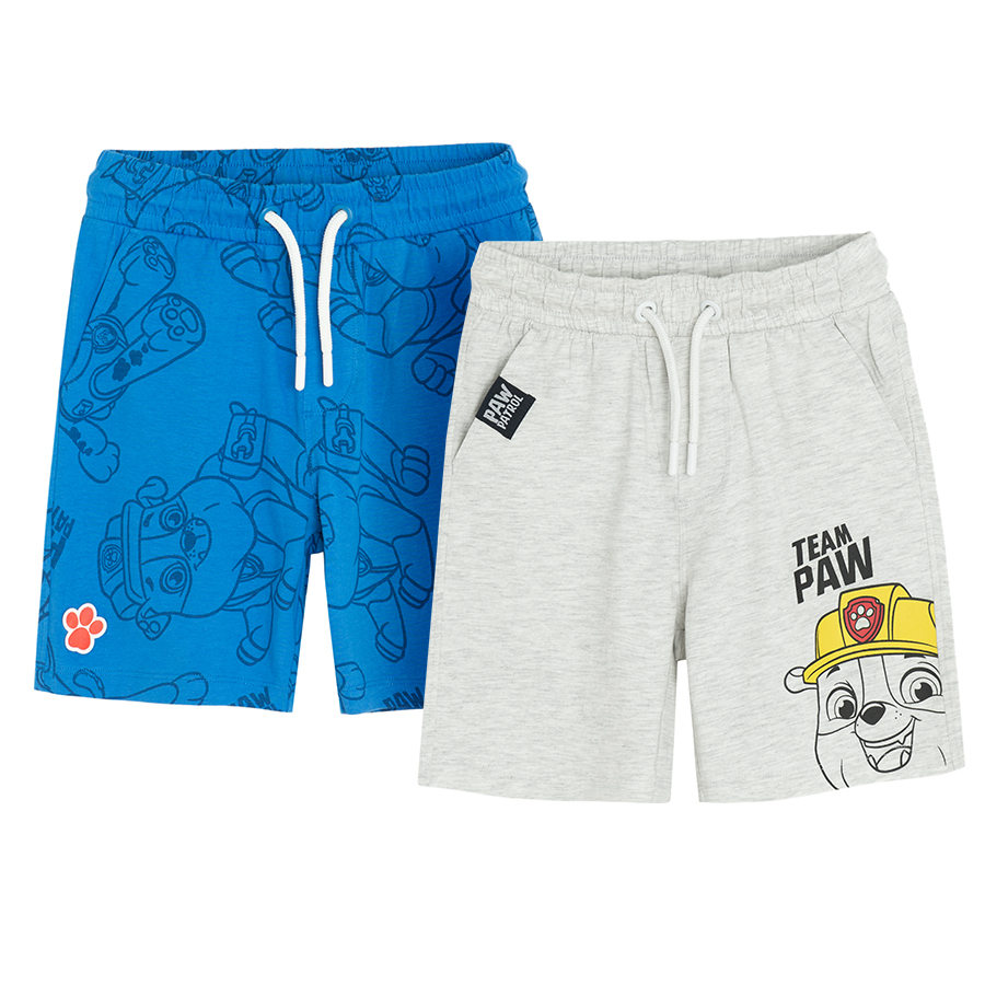 Paw Patrol blue and grey long shorts with cord- 2 pack