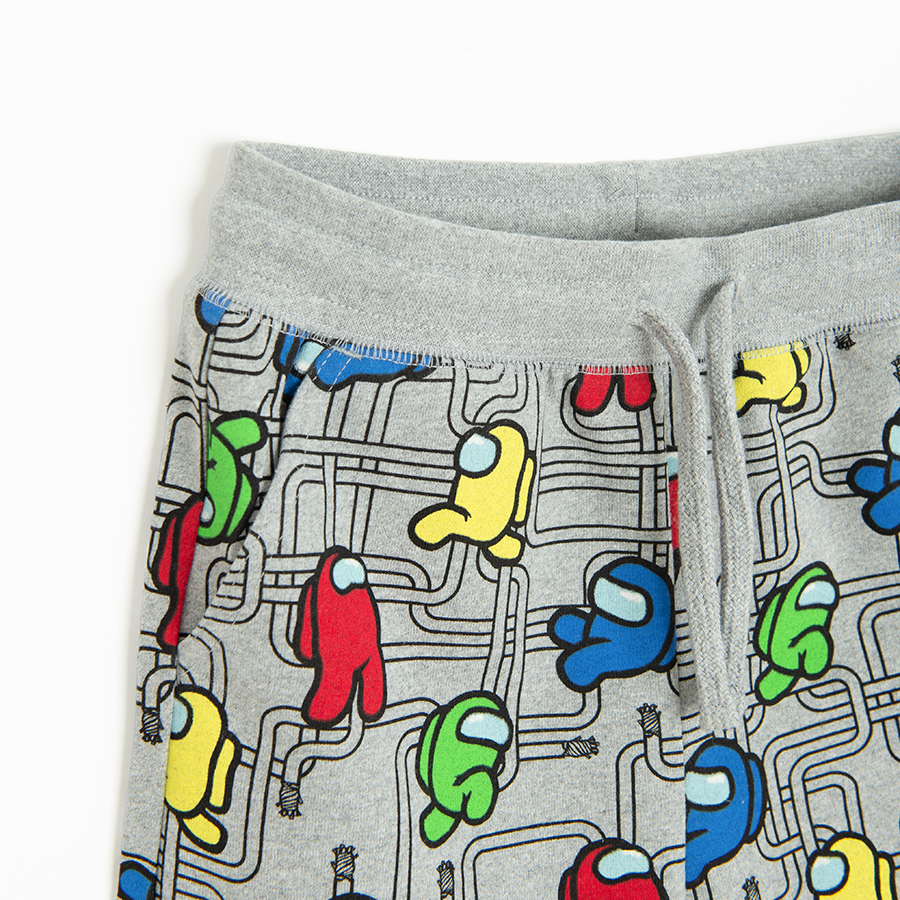 Grey shorts with AMONG US print