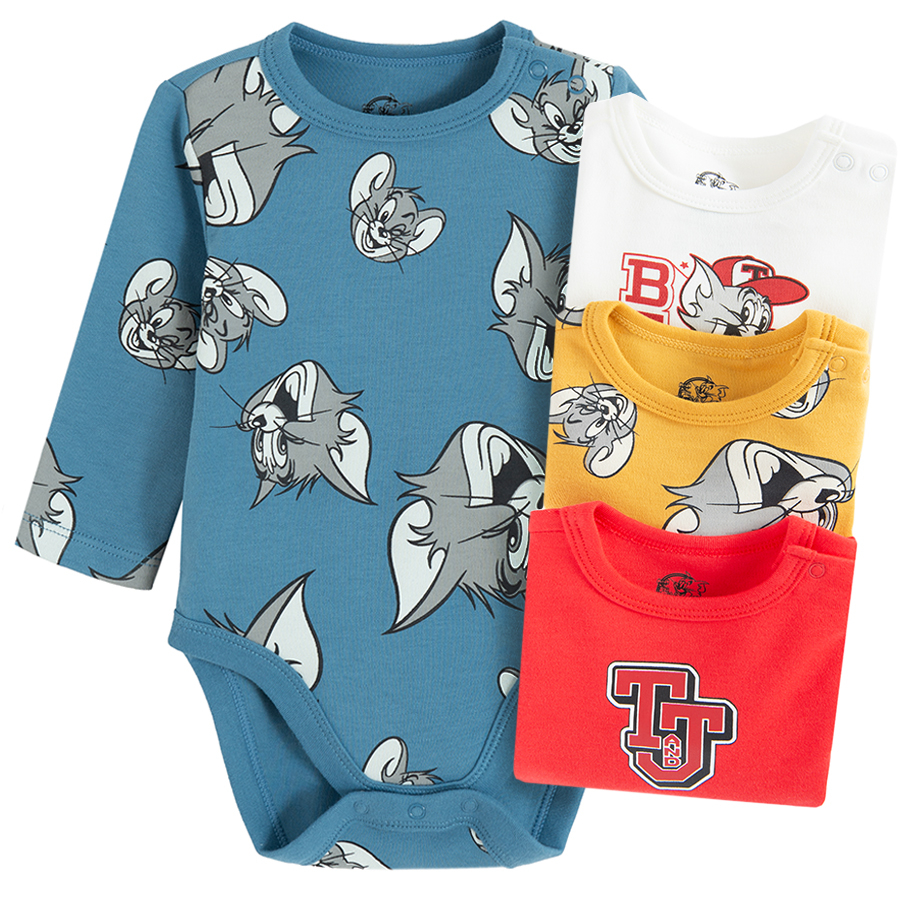 Tom and Jerry long sleeve boysuits- 4 pack