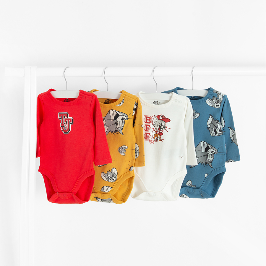 Tom and Jerry long sleeve boysuits- 4 pack