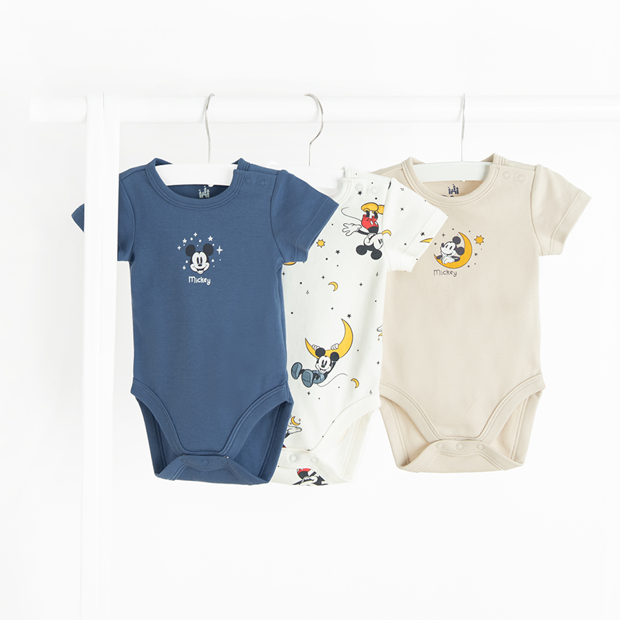 Mickey Mouse short sleeve bodysuits- 3 pack