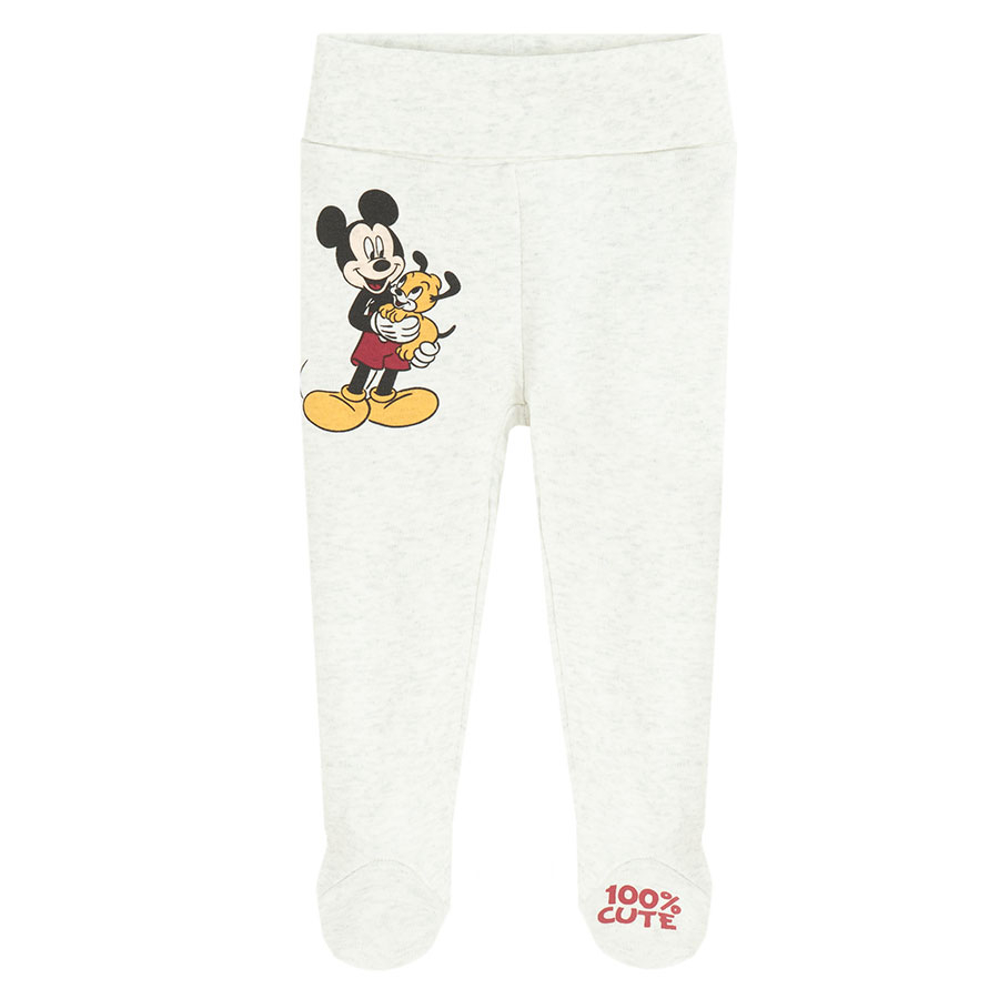 Mickey Mouse light grey and burgundy footed leggings- 2 pack